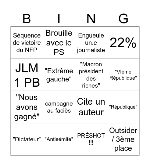 Chonchon le ronchon Bingo Card