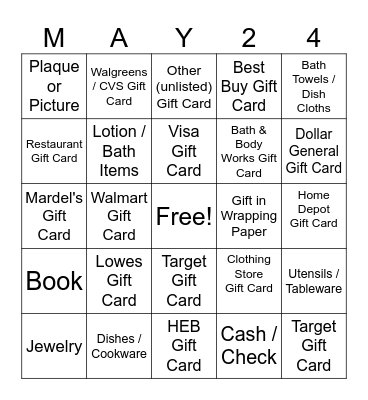 OLIVIA and EXAVIER Bingo Card