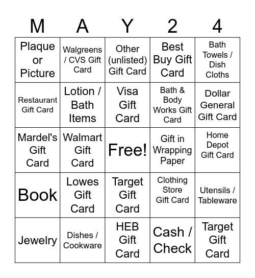 OLIVIA and EXAVIER Bingo Card