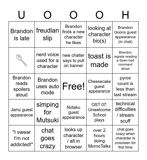 Brandon Talks plays BA Bingo Card