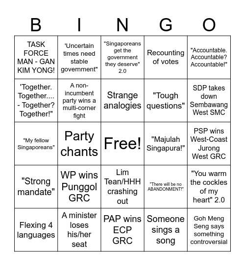 GE2025 Bingo Card
