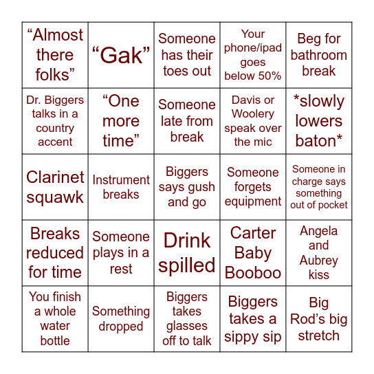 RECORDING PROJECT BINGO Card