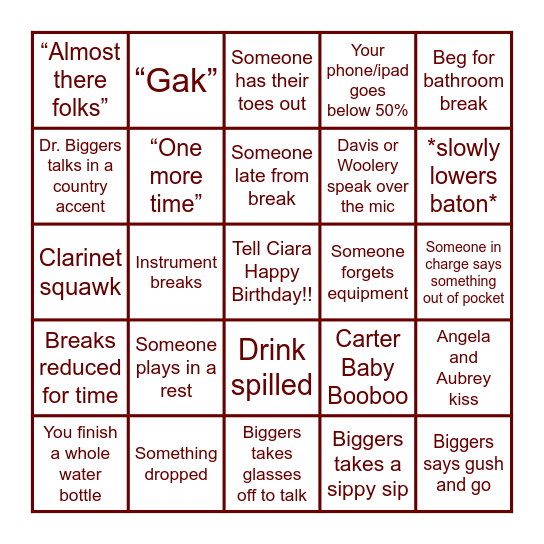 RECORDING PROJECT BINGO Card