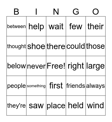 Unit 2 no excuse words Bingo Card