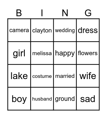 WEDDING BINGO Card