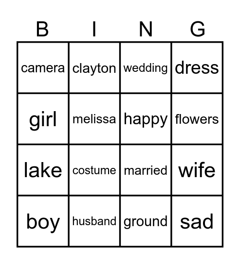 WEDDING BINGO Card