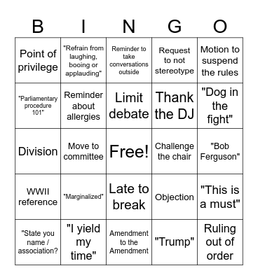 WEA RA Bingo Card