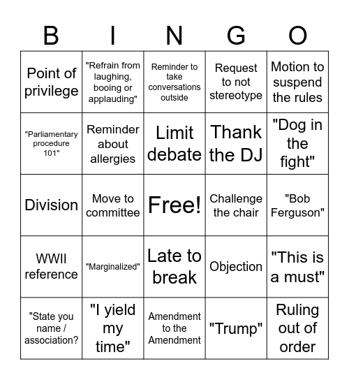 WEA RA Bingo Card