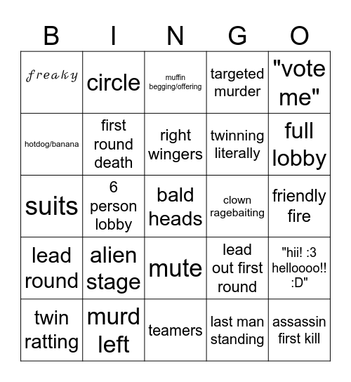 roblox flicker Bingo Card