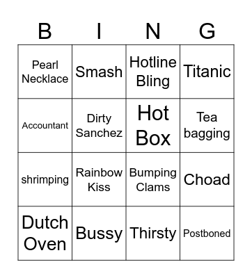 Solvang Bitchezzz Bingo Card