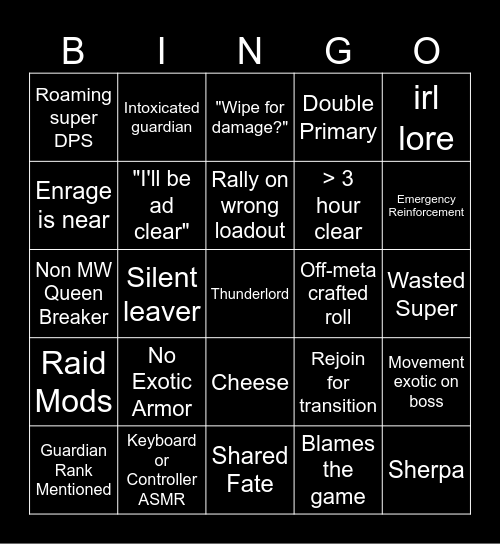 LFG BINGO Card