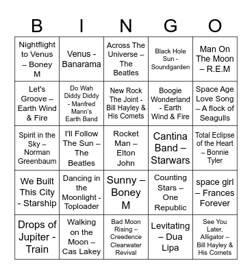 SPACE! Bingo Card