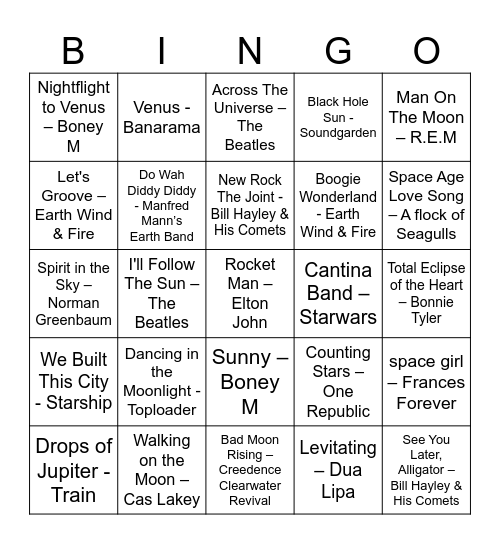 SPACE! Bingo Card