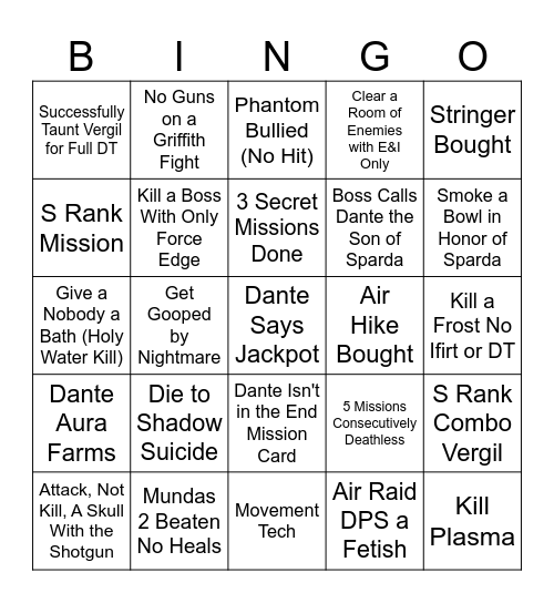 DMC1 Bingo Card
