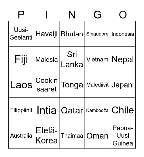 PATA KESÄPIKNIK Bingo Card