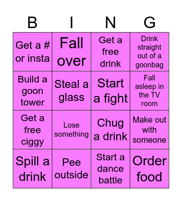 Griffith Bingo Card