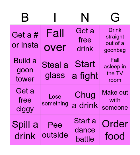 Griffith Bingo Card