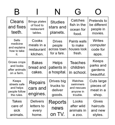 Job description Bingo Card
