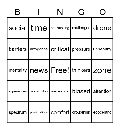 BING-IT ON! Bingo Card