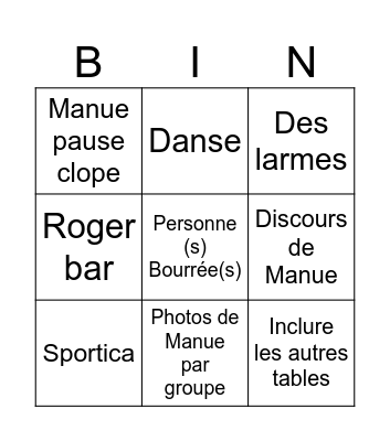 Anniversaire pépé Bingo Card