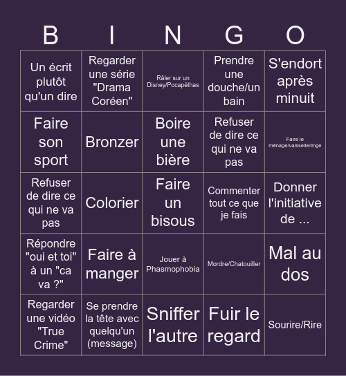 Le Corbeau Bingo Card