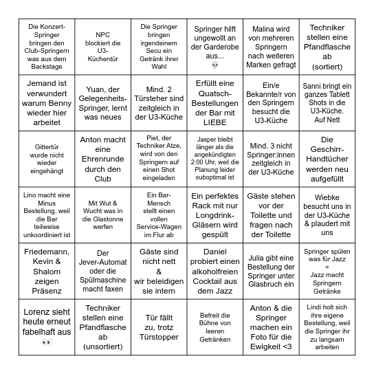 6. Offizieller Mojo-Bingo-Abend Bingo Card