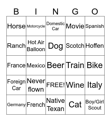 Hoffen Foundation Happy Hour of Hope BINGO Card