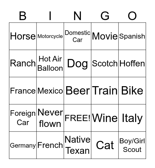 Hoffen Foundation Happy Hour of Hope BINGO Card