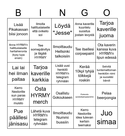 Kertsi Bingo Card