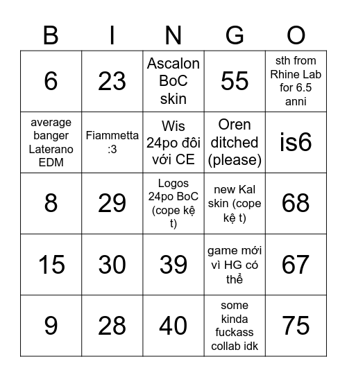 6.0 Laterano Bingo Card