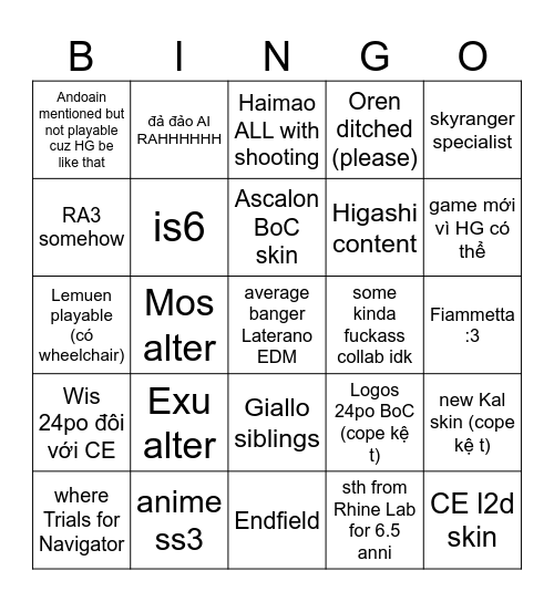 6.0 Laterano Bingo Card