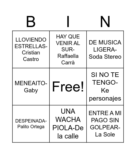 Cumpleaños Naty! Bingo Card
