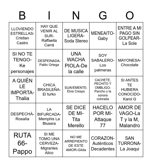 Cumple Naty! Bingo Card