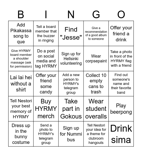 Kertsi Bingo Card