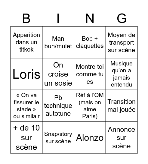 Jujujul Bingo Card