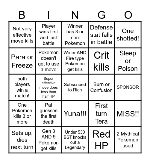 Then we fight bingo Rich All 3 Bingo Card