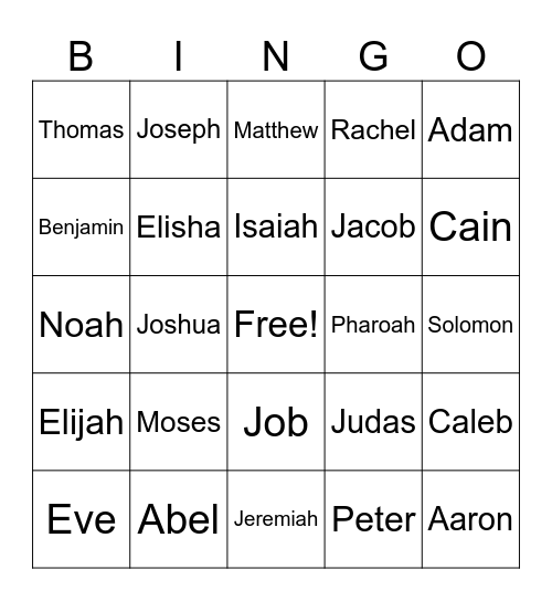 Biblical Figures Bingo Card