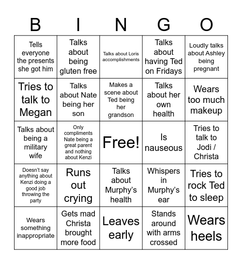 Tina Bingo Card