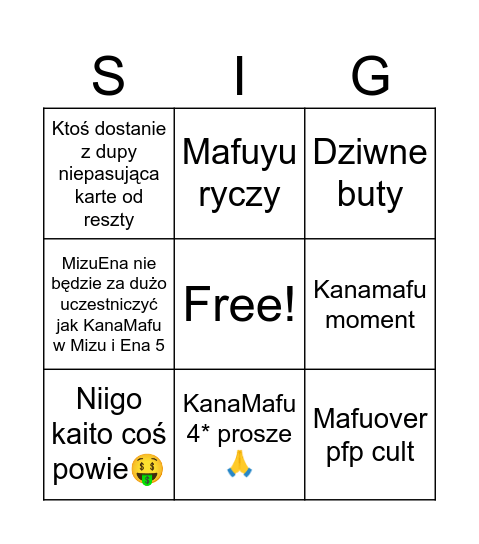 Mafu6 bingo Card