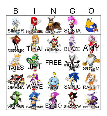 Sonic Bingo Card