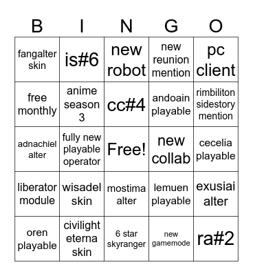 Untitled Bingo Card