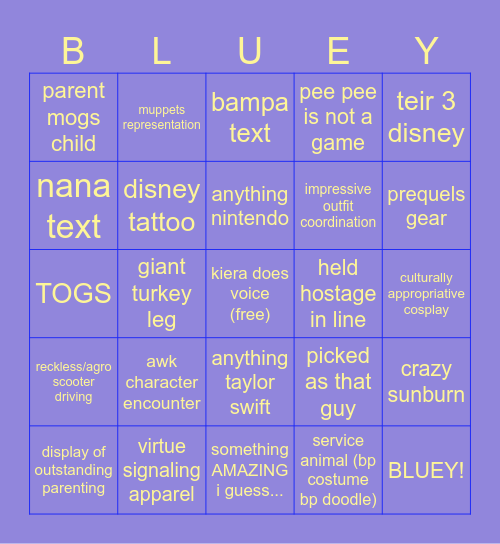 Disney Bingo Card