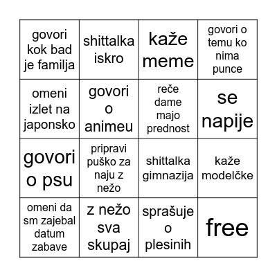 jan party Bingo Card