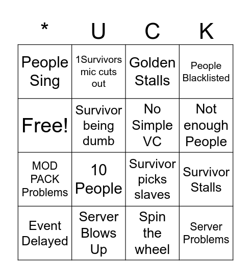 Survivor Bingo Card