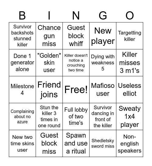 Two Time Bingo Card