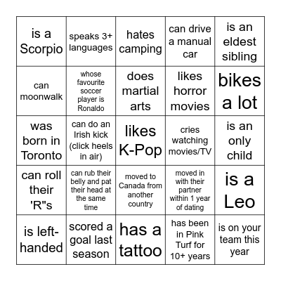 Find someone who... Bingo Card