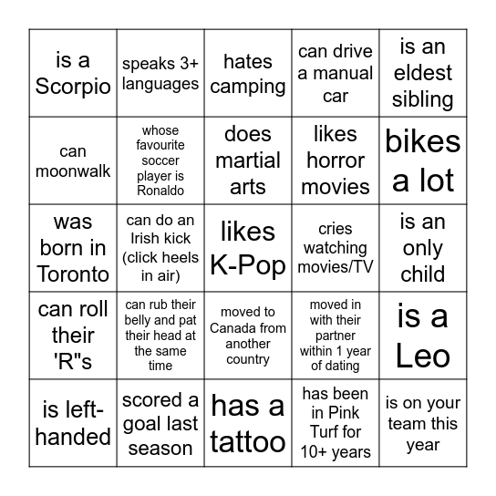Find someone who... Bingo Card