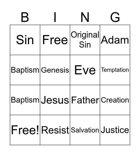 God, Father, and Creator Bingo Card