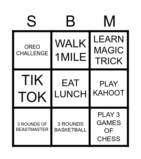 S.U.P.E.R. SATURDAY Bingo Card