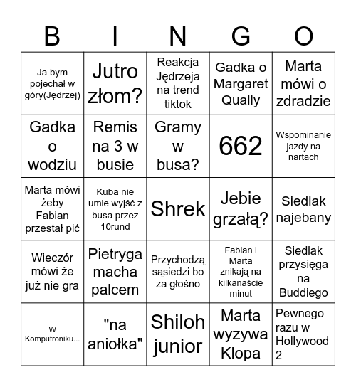 Kendom Bingo Card